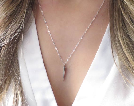 Minimal Sterling Silver Spike Necklace