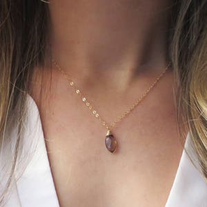Smokey Topaz Pendant, Gold Smokey Topaz, Smokey Topaz Necklace, 14k Gold Filled Chain, Dainty Gold Chain, Delicate Gold, November Birthstone