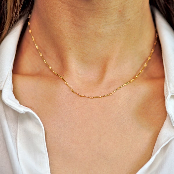 Gold Bar Chain, Simple Gold Necklace, Simple Gold Filled Necklace, Simple Gold Chain, Dainty Gold, Delicate Gold, delicate gold jewelry