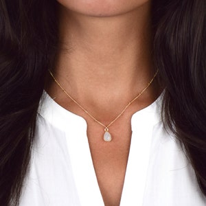 Dainty Moonstone Necklace, Small Moonstone Pendant, Moonstone Jewelry, Moonstone Gift, June Birthstone, Gold Moonstone, Dainty Gold Necklace