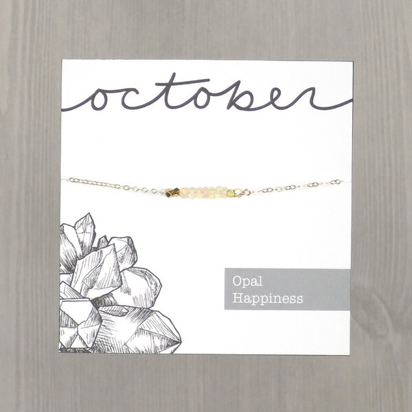 Opal Bar Necklace, October Birthstone Necklace, October Opal Necklace, Opal Gift, Birthstone Gift, October Birthday, Dainty Opal Jewelry