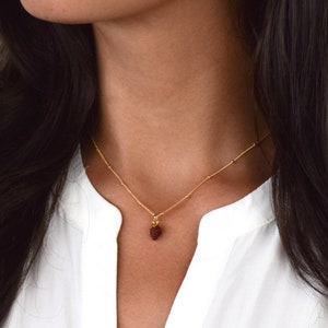 Natural Ruby Necklace, Raw Ruby Necklace, July Birthstone Necklace, July Necklace, Rough Ruby Pendant, Ruby Choker Necklace, Gold Choker