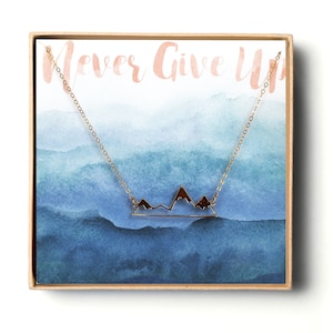 Never Give Up Gift, Gold Filled Mountain Necklace, Gold Mountain Pendant, Snowy Mountain Necklace, Mountain Jewelry, Mountain Top