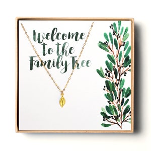 Sister in Law Gift, Daughter in Law Gift, Sister in Law Jewelry, Welcome to the Family Tree, Family Tree Gift, Gold Leaf Necklace