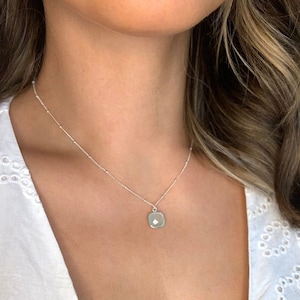 Dainty Silver Blue Necklace, Simple Chalcedony Silver Necklace, Dainty Aqua Chalcedony Necklace, Simple Silver Necklace, Something Blue