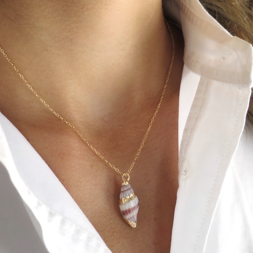 Gold Seashell Necklace Gold Shell Pendant Sea Shell Necklace Etsy