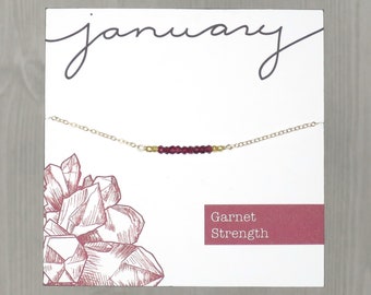 January Birthstone Necklace, January Garnet Necklace, Jewelry Garnet Gift, Birthstone Gift, January Birthday, Dainty Garnet Jewelry