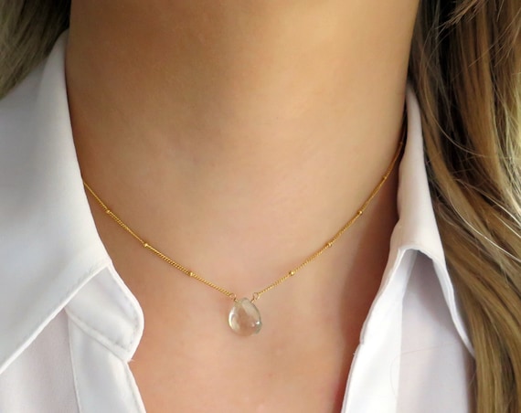 Floating Green Amethyst Necklace