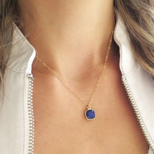 Small Sapphire Necklace, Tiny Sapphire Pendant, Gold Sapphire Jewelry, Sapphire Gift for Her, September Jewelry Birthstone, Dainty Sapphire