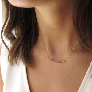 Sierlijke Labradoriet Bar Ketting, Gouden Labradoriet Ketting, Delicate Labradoriet Ketting, Bar Ketting Labradoriet, Sierlijke Bar Ketting