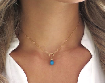 Dainty Turquoise Necklace, Small Turquoise Pendant, Simple Turquoise Jewelry, Turquoise Teardrop Necklace, December Birthstone