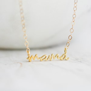 Gold Mama Necklace, Dainty Gold Mother&#39;s Day Necklace, Mama Pendant, Mother&#39;s Day Jewelry Mama, New Mom Gift, Mom Jewelry, Mom Necklace,