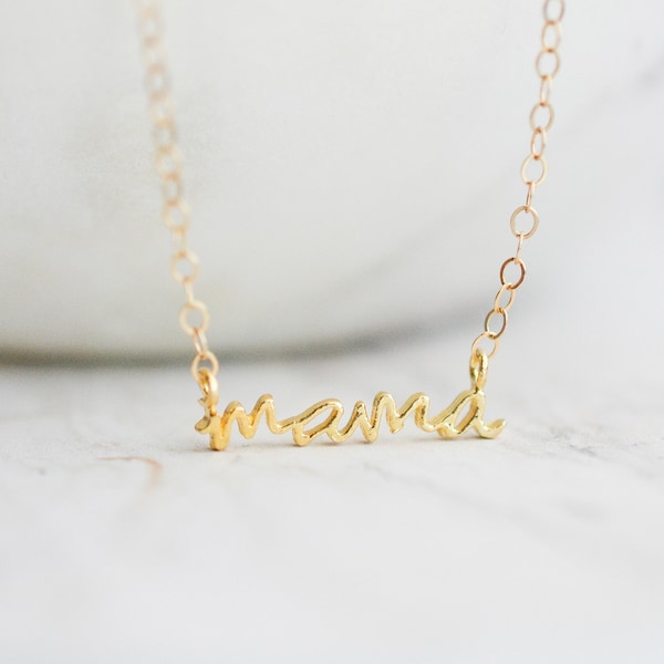 Gold Mama Necklace, Dainty Gold Mother's Day Necklace, Mama Pendant, Mother's Day Jewelry Mama, New Mom Gift, Mom Jewelry, Mom Necklace,