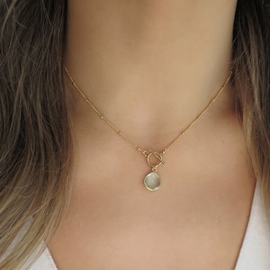Gold Toggle Necklace Aquamarine, Gold Aquamarine Necklace, Aquamarine Teardrop Necklace, Aquamarine Pendant, March Birthstone Necklace