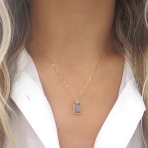 Gray Moonstone Necklace, Chocolate Moonstone Pendant, Moonstone Jewelry, Moonstone Gift, June Birthstone, Gold Moonstone, Dainty Gold