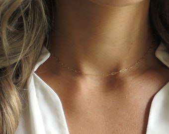 Collar de cadena de clip de oro, collar de clip de oro, collar de clip delicado, collar de gargantilla de clip, collar de clip simple