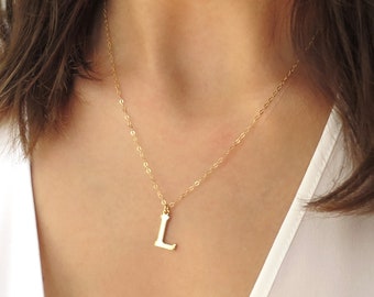 Large Initial Necklace Gold, Gold Initial Pendant, Monogram Necklace, Monogram Pendant, Personalized Necklace, Bridesmaid Necklace