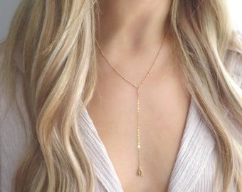 Dainty Zodiac Necklace Y, Gold Zodiac Jewelry, Zodiac Pendant for Women, Virgo Necklace, Dainty Y Necklace, Gold Y Necklace, Gold Y Lariat,