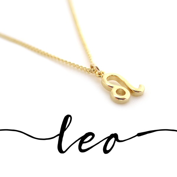 Dainty Leo Necklace, Gold Leo Jewelry, Small Leo Pendant, Leo Zodiac Necklace, Leo Gift for Her, Dainty Zodiac Jewelry, Astrological Leo