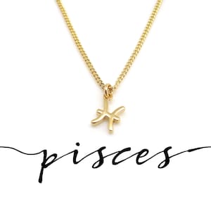 Dainty Pisces Necklace, Gold Pisces Jewelry,Small Pisces Pendant, Pisces Zodiac Necklace, Pisces Gift for Her, Astrological Pisces image 1