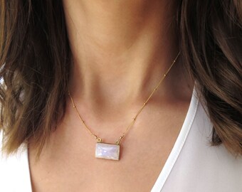 Moonstone Necklace, Gold Arrowhead Necklace, Boho Layered Necklace, Moonstone Jewelry, Boho Jewelry, Gold layer Necklace, arrowhead jewelry