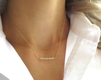 Aquamarine Bar Necklace, Aquamarine Gift Jewelry, March Birthstone Gift, March Birthday, Aquamarine Jewelry, Aquamarine Bar Necklace Gold