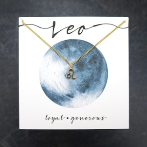 Gold Leo Jewelry, Dainty Leo Necklace, Small Leo Pendant, Leo Zodiac Necklace, Leo Gift for Her, Dainty Zodiac Jewelry, Astrological Leo