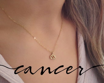 Dainty Cancer Zodiac Jewelry, Collier Cancer en or, Pendentif Cancer en or, Collier Cancer Zodiac, Cadeau Cancer pour Elle, Pendentif Cancer En Or