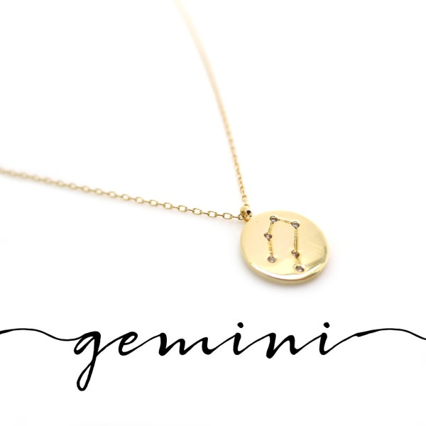 Gemini Constellation Necklace, Gemini Necklace Gold, Zodiac Constellation Necklace, Celestial Jewelry, Gemini Gift, Gemini Jewelry