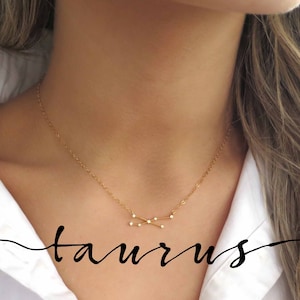 Gold Taurus Necklace Gold, Taurus Zodiac Necklace 14k Gold Filled, Taurus Necklace for Women, Taurus Gift, Taurus Jewelry, Taurus Pendant
