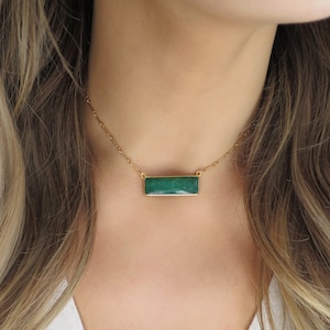 Collar de Esmeraldas de Oro, Collar de Esmeraldas para Mujeres, Collar Verde Esmeralda, Joyería de Esmeralda Dainty, Colgante de Esmeralda de Oro, Regalo de Esmeralda