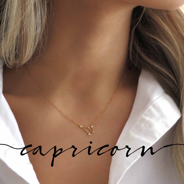 Gold Capricorn Necklace Gold, Capricorn Zodiac Necklace 14k Gold Filled, Gold Dainty Capricorn Necklace, Capricorn Gift, Capricorn Jewelry