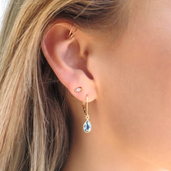 Hexagon Aquamarine Earrings