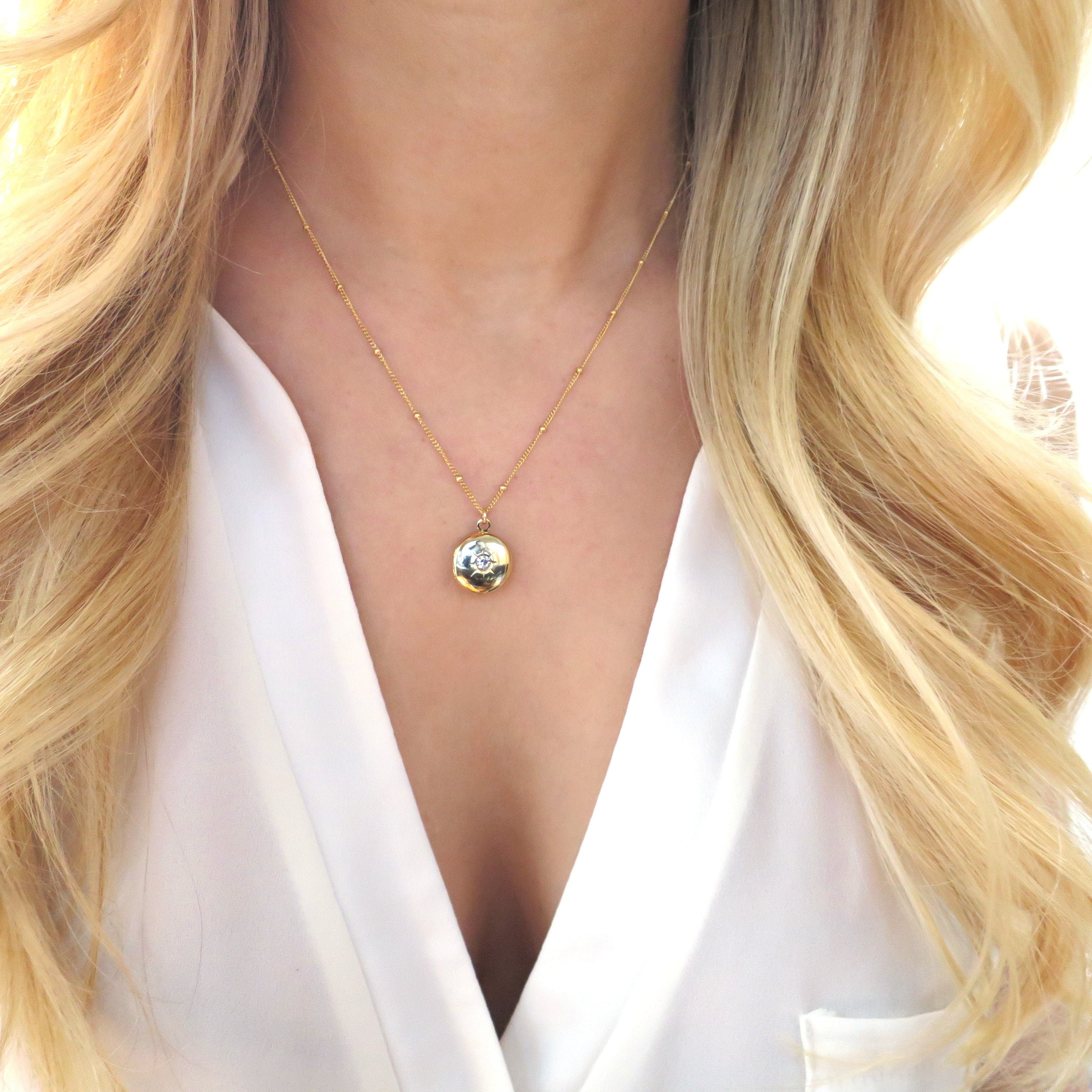 Dainty locket necklace deals