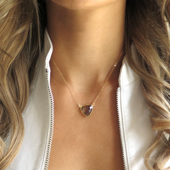 Gold Smokey Topaz Necklace