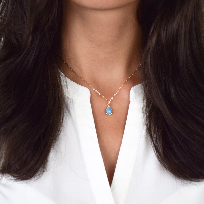 Dainty Turquoise Teardrop Necklace Gold Framed Turquoise Turquoise Jewelry Gold Simple Turquoise Pendant Dainty Gold Turquoise Necklace