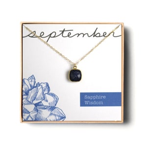 September Gift for Women, Small Sapphire Necklace, Tiny Sapphire Pendant, Gold Sapphire Jewelry, Sapphire Gift for Her, September Birthstone