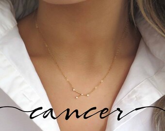 Gold Cancer Necklace Gold, Cancer Zodiac Necklace 14k Gold Filled, Cancer Necklace, Cancer Gift, Cancer Jewelry, Gold Dainty Cancer Pendant