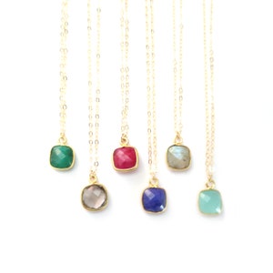 Tiny Birthstone Necklace, Emerald Necklace, Smoky Topaz Necklace, Ruby Necklace, Sapphire Necklace, Labradorite Necklace, Moonstone Necklace image 6