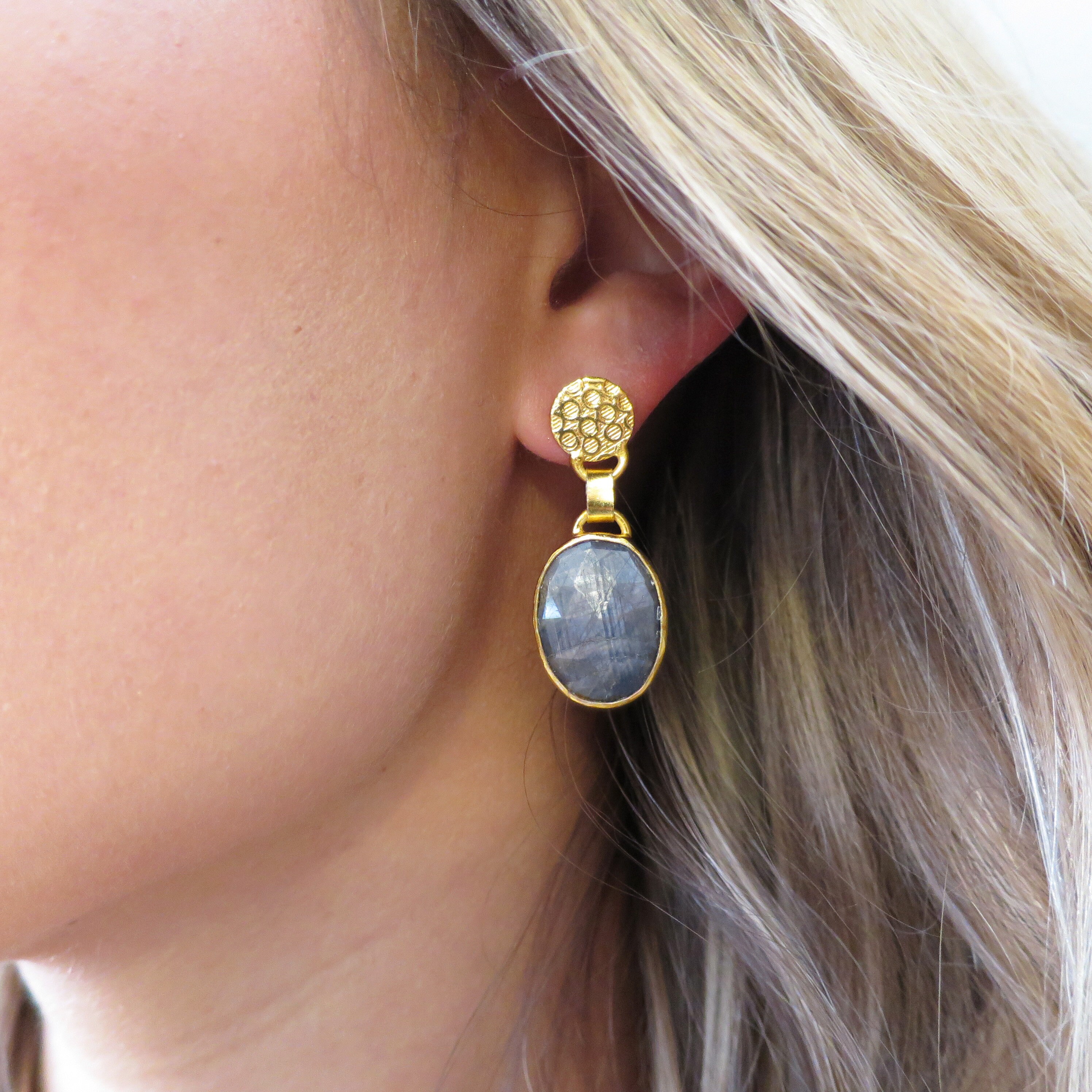 Raw Sapphire Earrings