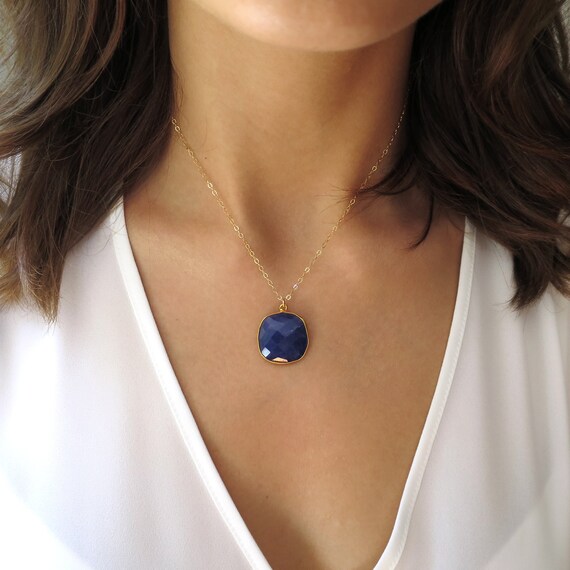 Gold Lapis Lazuli Necklace Gold 