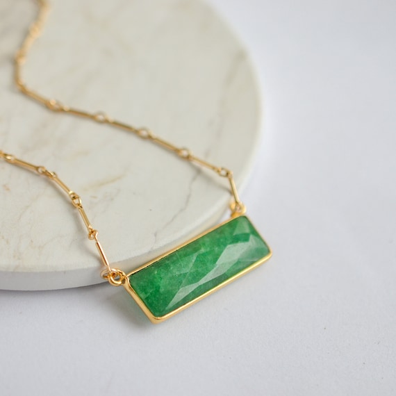 Emerald or Sapphire Quartz Necklace