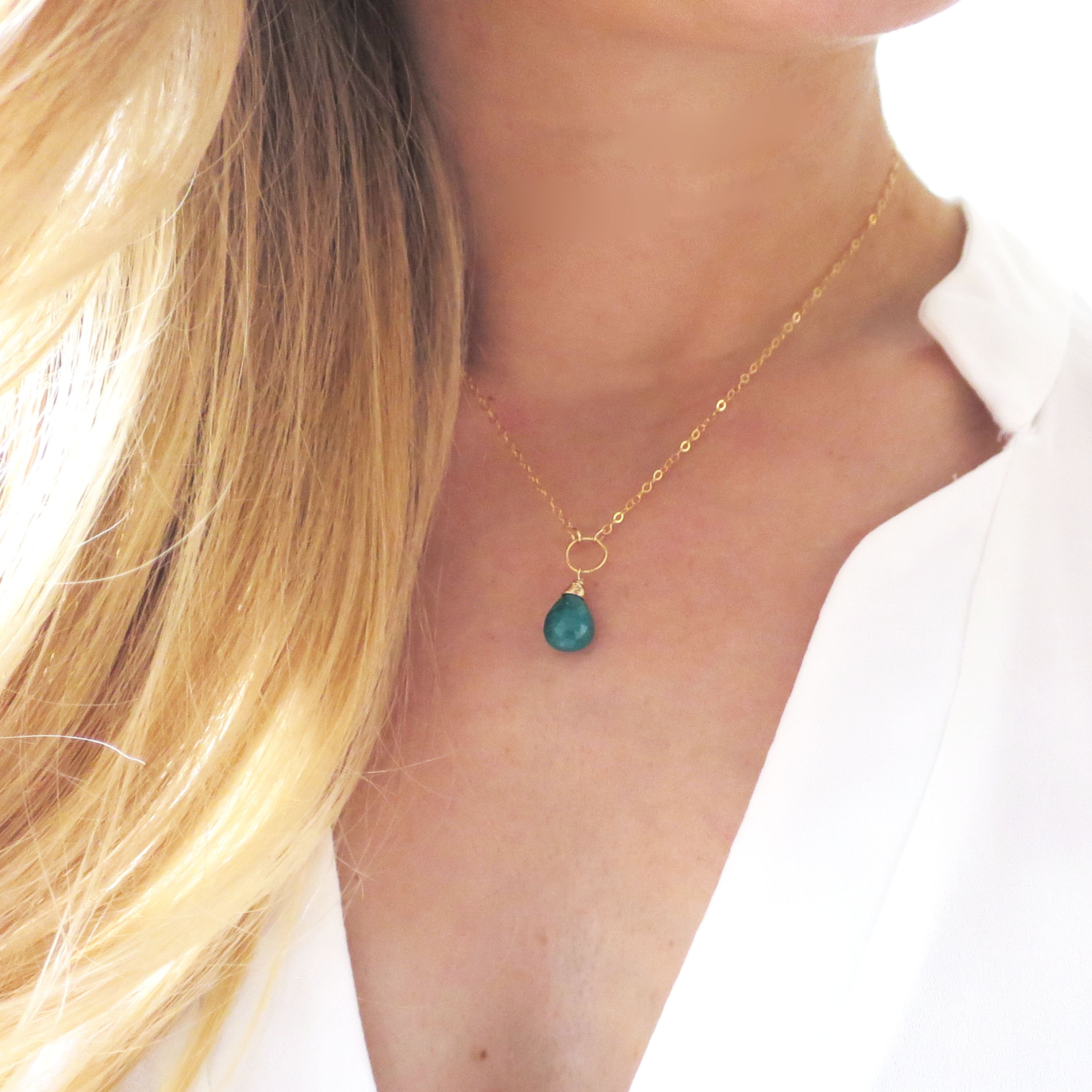 Small Emerald Pendant Dainty Emerald Necklace Simple Emerald