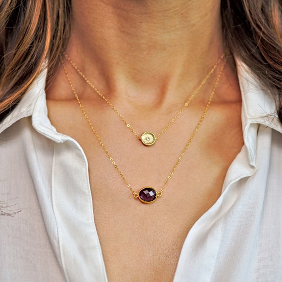 Gold Amethyst Layer Necklace