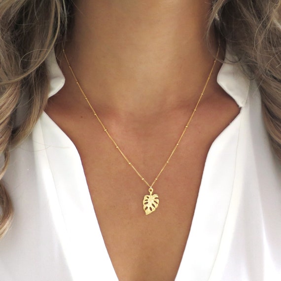 Gold Monstera Leaf Necklace