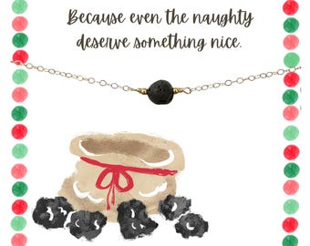 Gold Lava Rock Necklace, Coal Necklace, Lava Rock Necklace, Stone Necklace, Christmas Gift, Christmas Present, Custom Gift, Lump of Coal