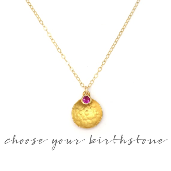 Gold Coin Birthstone Necklace