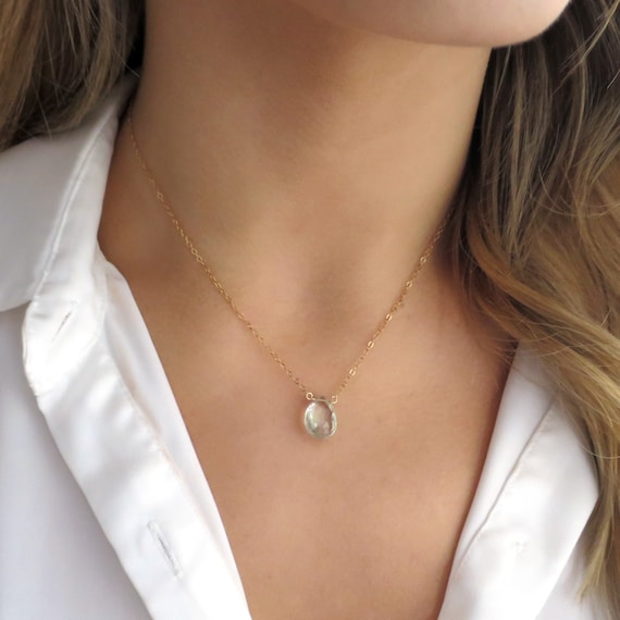 Floating Green Amethyst Necklace