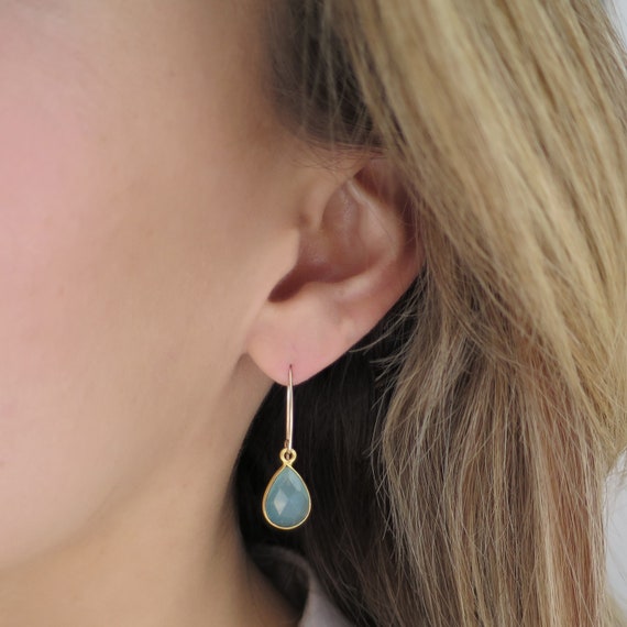 Dangle Aqua Chalcedony Earrings