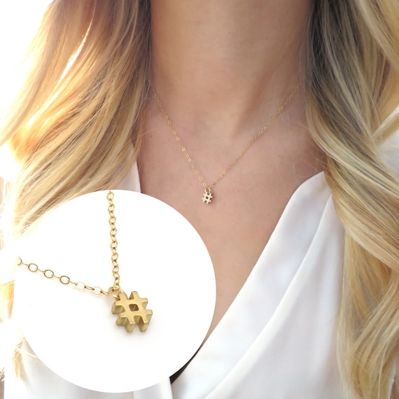 Gold Hashtag Necklace